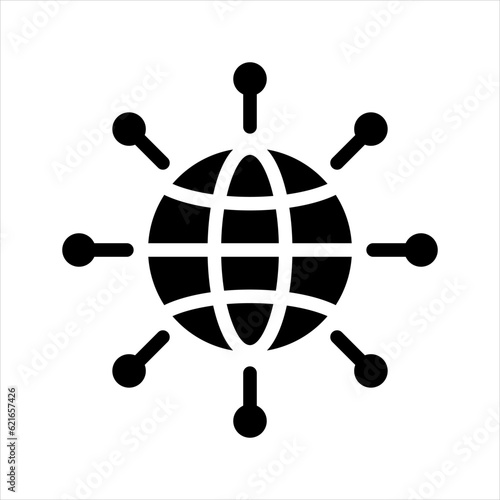 Digital technology, social network, global connect, simple business logo. Black icon on white background