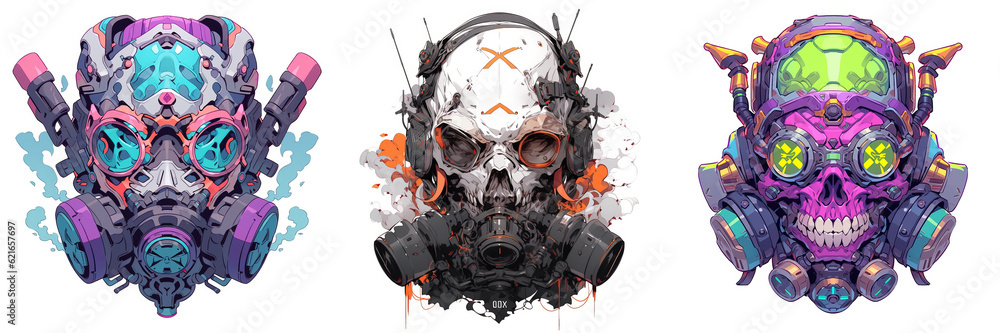 Cyberpunk skull logo 2D