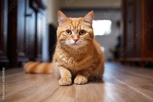 A cat with shaved whiskers. Mustacheless cat