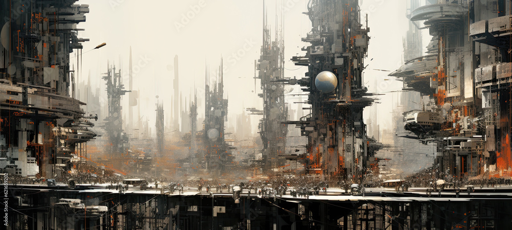 Futuristic city illustration - AI generated image.