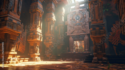 Illustration of Aztec temple - AI generated image.