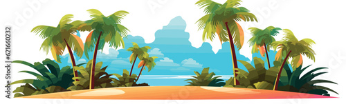 A tropical island with palm trees vector simple 3d isolated illustration