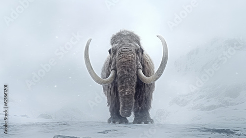 mammoth in the snow - Created with Generative AI technology. © Graxaim