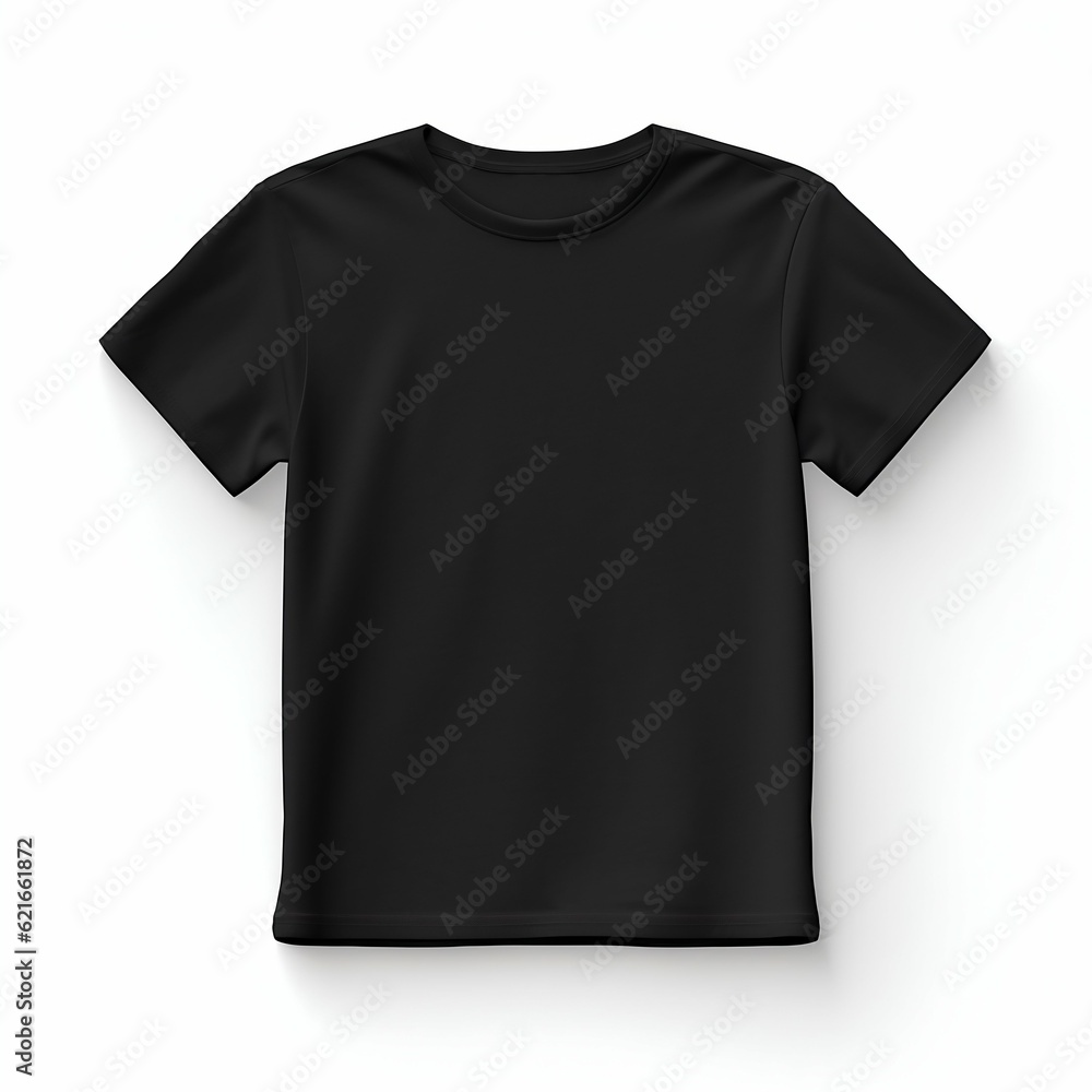 Black Blank T-shirt on White Background. Generative ai Black Blank T-shirt on White Background. Generative ai