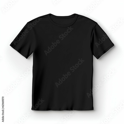 Black Blank T-shirt on White Background. Generative ai