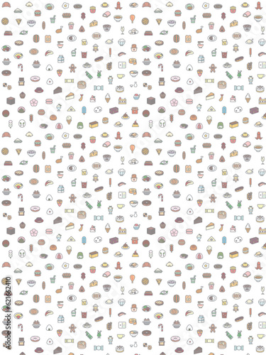 カラーミニ飲食パターン壁紙イラスト　縦向き