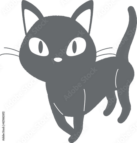 散歩中の黒猫のベクターイラスト