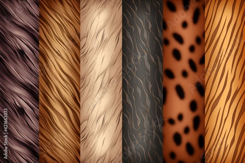 Animal Skins Seamless Pattern Set. Generative ai