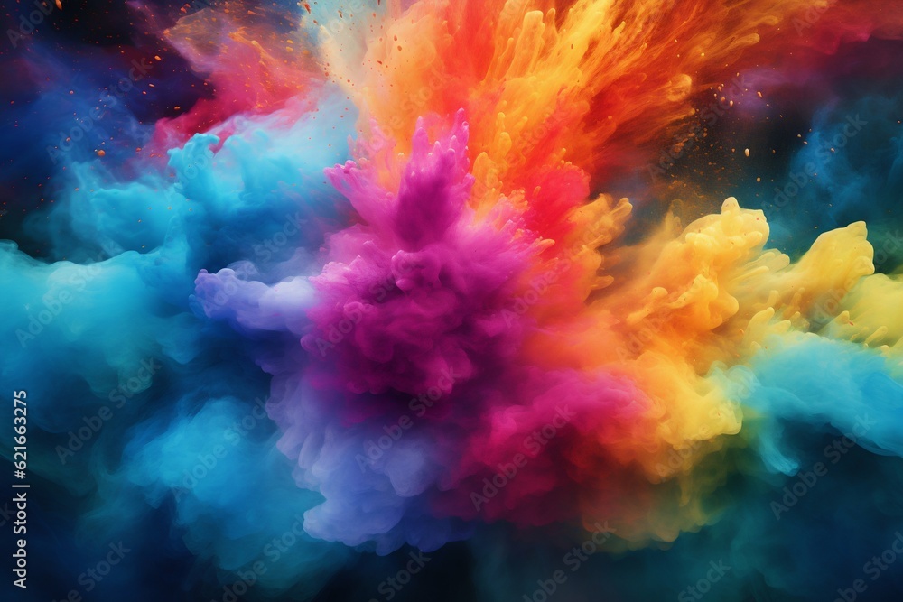 Explosion of Color Powder Background. Generative ai Explosion of Color Powder Background. Generative ai
