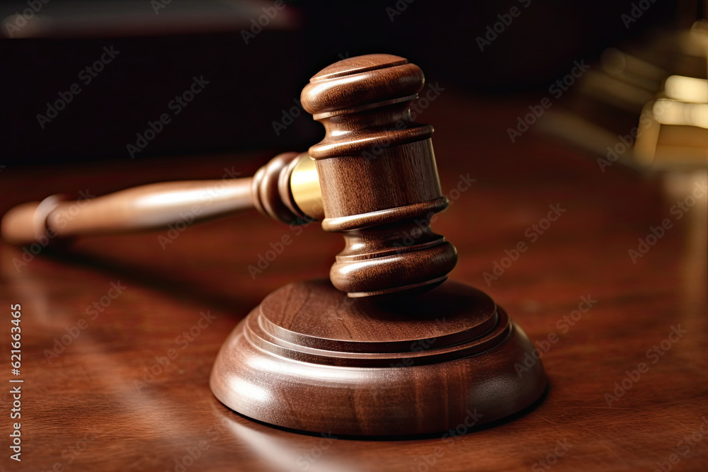 Wooden judge gavel on wooden table. Wooden judge gavel on wooden table.