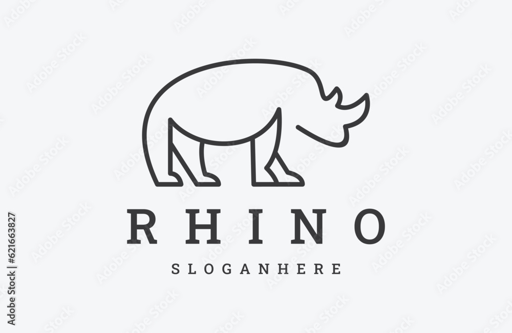 Minimalist rhino logo for your brand Line style .