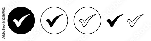 Check mark icon set for web and mobile app. Tick mark sign and symbol