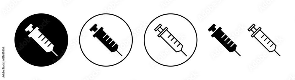 Recapping Syringe Icon Syringe icon set for web and mobile app. injection sign and symbol ...