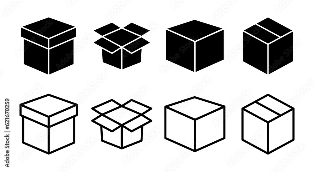 Box icon set illustration. box sign and symbol, parcel, package Box icon set illustration. box sign and symbol, parcel, package