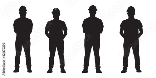 Silhouette Contractor site worker vector illustration