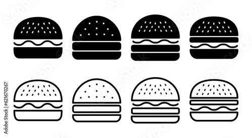 Burger icon set illustration. burger sign and symbol. hamburger