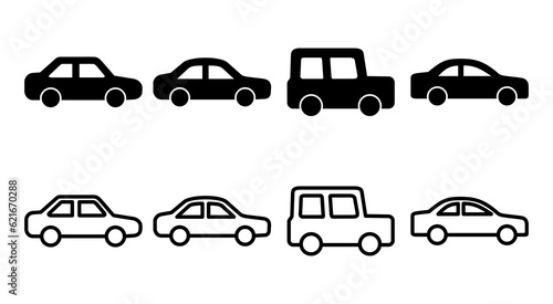 Car icon set illustration. car sign and symbol. small sedan