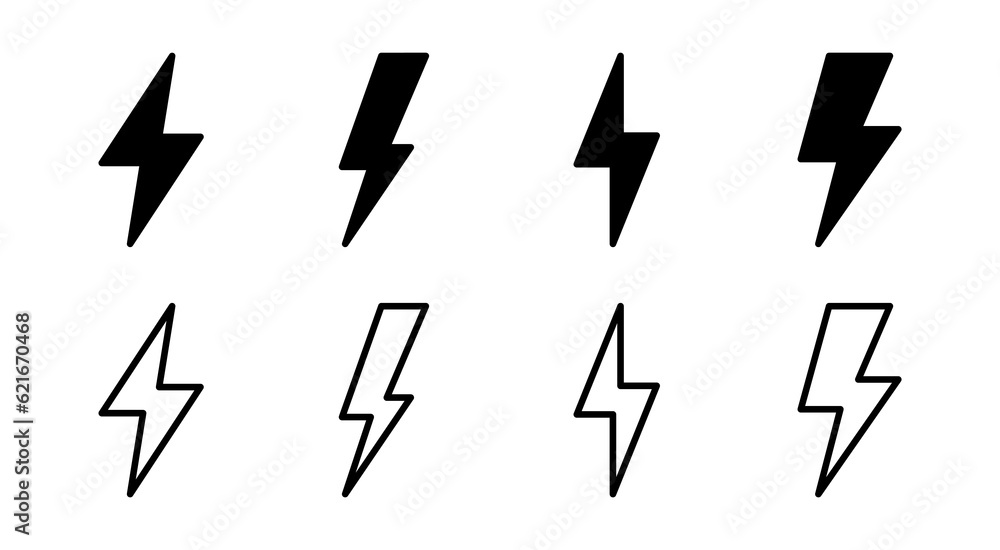 Lightning icon set illustration. electric sign and symbol. power icon. energy sign Lightning icon set illustration. electric sign and symbol. power icon. energy sign
