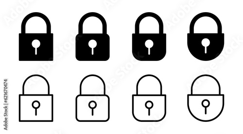 Lock icon set illustration. Padlock sign and symbol. Encryption icon. Security symbol