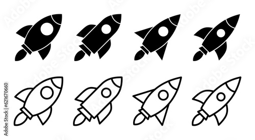 Rocket icon set illustration. Startup sign and symbol. rocket launcher icon