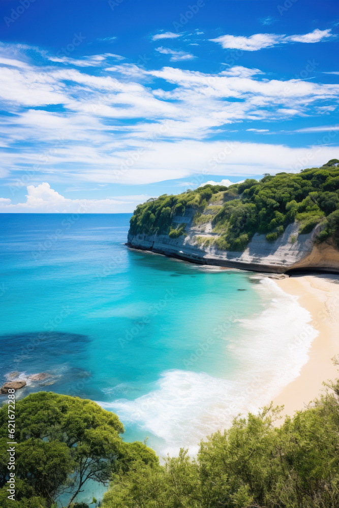 beautiful aerial landscape of cliffs and beach with white sand. Generative Ai illustration beautiful aerial landscape of cliffs and beach with white sand. Generative Ai illustration