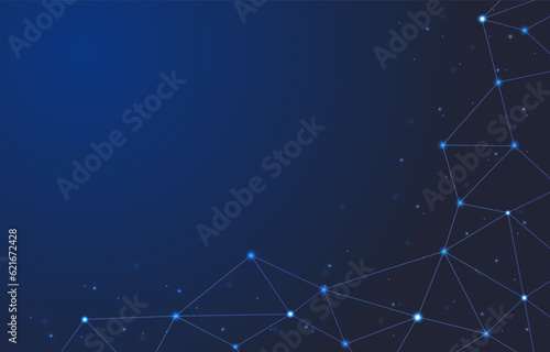 Abstract futuristic technology connected dots on dark blue background. Background template with an elegant design concept for banner, flayer, etc.