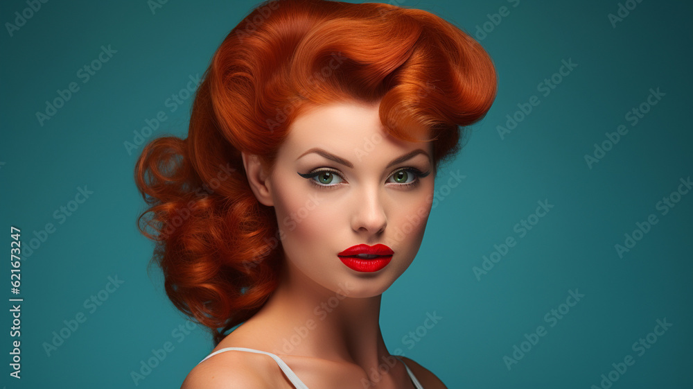 portrait of woman with pretty red hair in 1950s style portrait of woman with pretty red hair in 1950s style