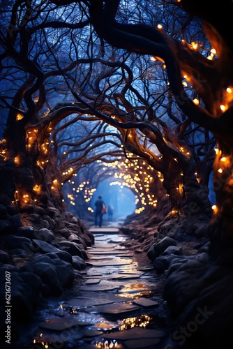 Magic tree tunnel in the fo...