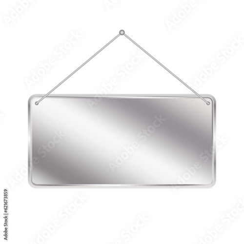 Metal blank realistic door hanging plate. Vector illustration. EPS 10.