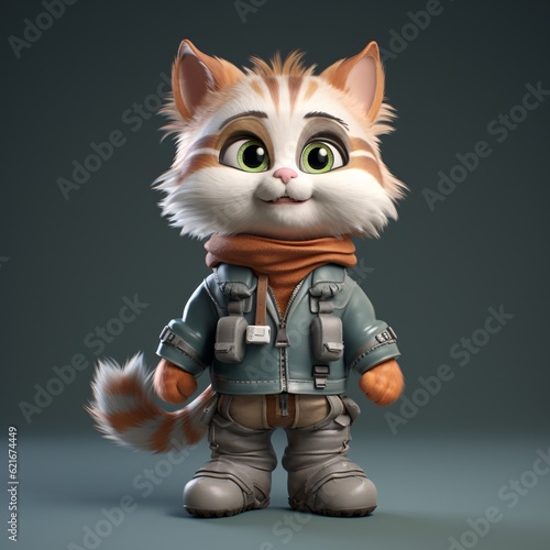 Adorable 3D Cute Cat Character. © haallArt