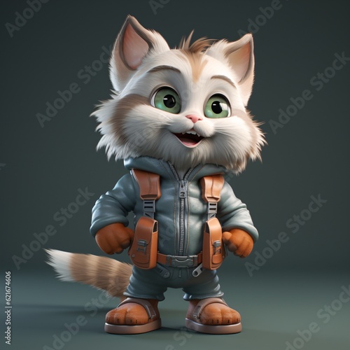 Adorable 3D Cute Cat Character. © haallArt