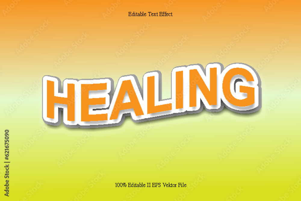 Healing Editable Text Effect Emboss Cartoon Gradient Style