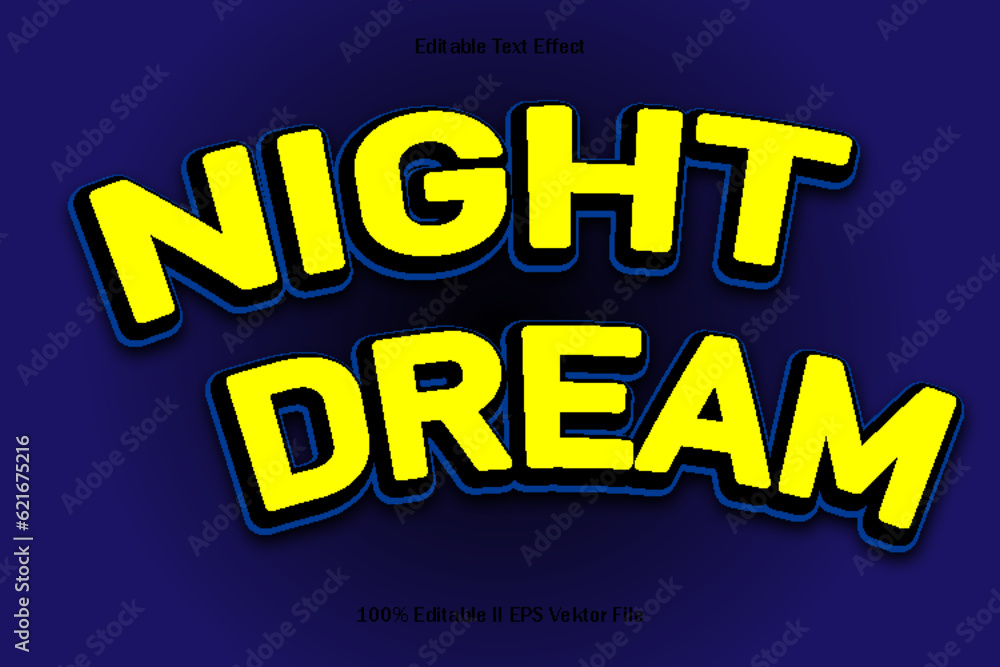Night Dream Editable Text Effect 3d Emboss Cartoon Style