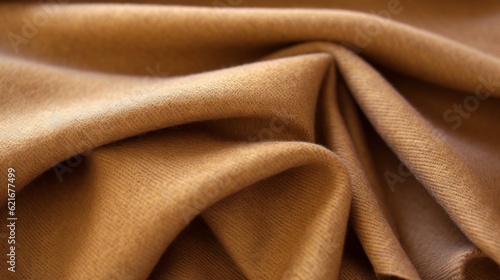 Golden Light On Medium Brown Cashmere Fabric In Matte Photo Style photo