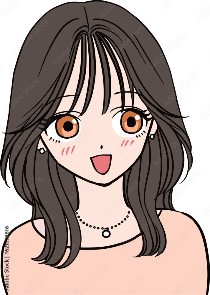 喜ぶロングヘアのおしゃれな女の子 喜ぶロングヘアのおしゃれな女の子