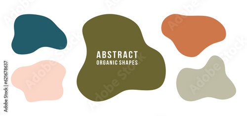 Vector set of abstract organic shapes. Modern minimal backgrounds in pastel colors. Hand drawn organic blobs different shape. Simple design elements. Vector illustration
