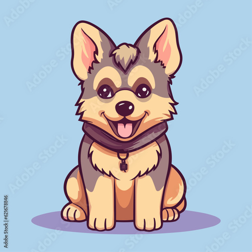 Cute German Shepherd Puppy Cartoon Character: Perfect for Children's Products and Pet-themed Designs