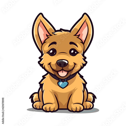 Cute German Shepherd Puppy Cartoon Character: Perfect for Children's Products and Pet-themed Designs