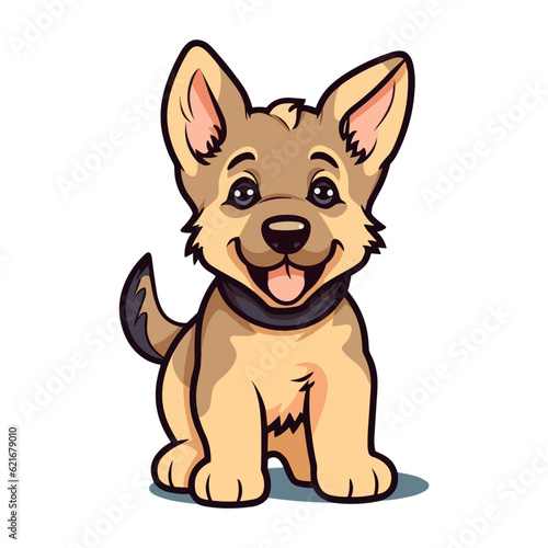 Cute German Shepherd Puppy Cartoon Character: Perfect for Children's Products and Pet-themed Designs