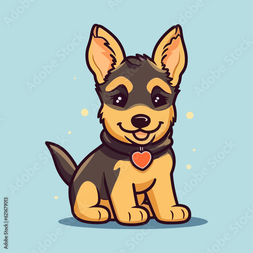 Cute German Shepherd Puppy Cartoon Character: Perfect for Children's Products and Pet-themed Designs