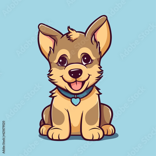 Cute German Shepherd Puppy Cartoon Character: Perfect for Children's Products and Pet-themed Designs