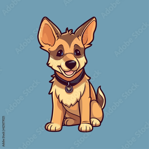 Cute German Shepherd Puppy Cartoon Character: Perfect for Children's Products and Pet-themed Designs