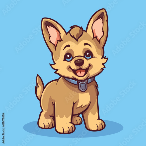Cute German Shepherd Puppy Cartoon Character: Perfect for Children's Products and Pet-themed Designs
