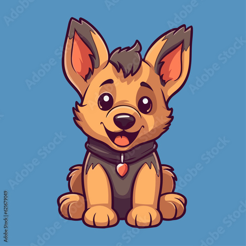 Cute German Shepherd Puppy Cartoon Character: Perfect for Children's Products and Pet-themed Designs