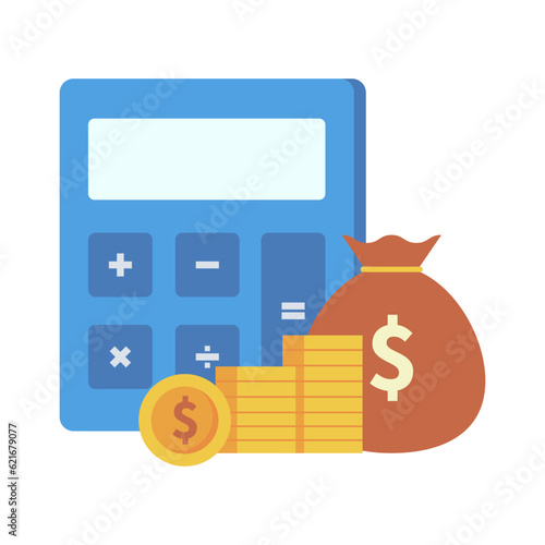 Money bag with calculator icon.