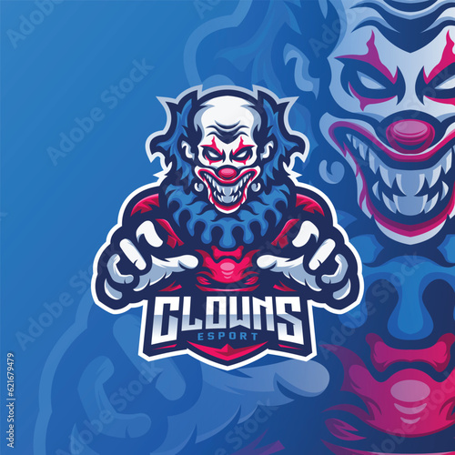 Clown Mascot Esport Logo Design Illustration For Gaming Club