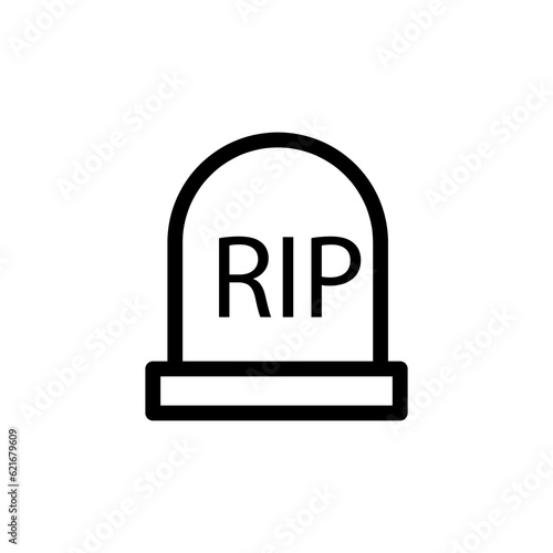  Tombstone icon, Tombstone linear style sign, Halloween tombstone outline vector icon, Symbol, logo illustration, Vector graphics, on white.eps