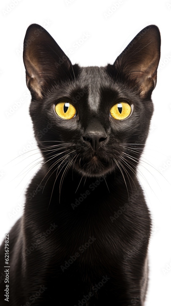 black Bombay cat white background
