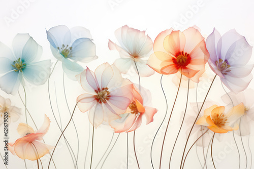 Beautiful Ethereal Ghost Flowers Abstract Background © LadyAI