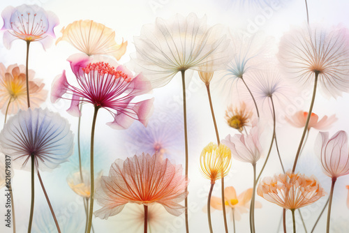 Beautiful Ethereal Ghost Flowers Abstract Background © LadyAI